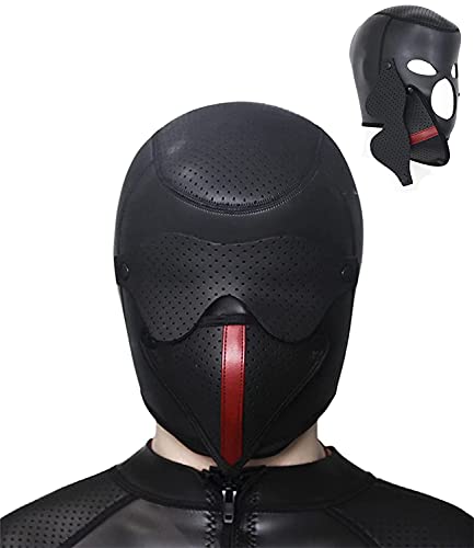ALMYMM Bondage Maske Kopfmaske BDSM ledermaske mit Augenbinde Mund Offen Masken Sex Bett SM Extrem Fetisch Erotik Sexspielzeug für Paar Männer Frauen Halloween Cosplay Sklaven