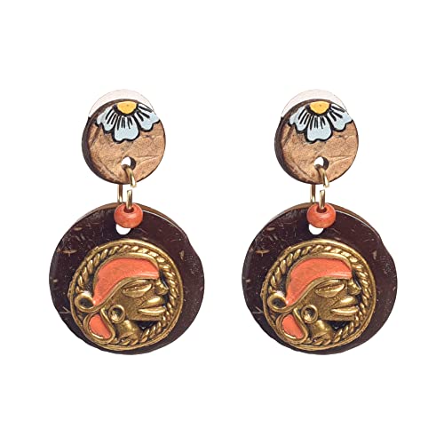 Image of Handcrafted Tribal Wooden Earrings Collection for Women - Butterfly, Princess & Modern Geometric Statement Designs