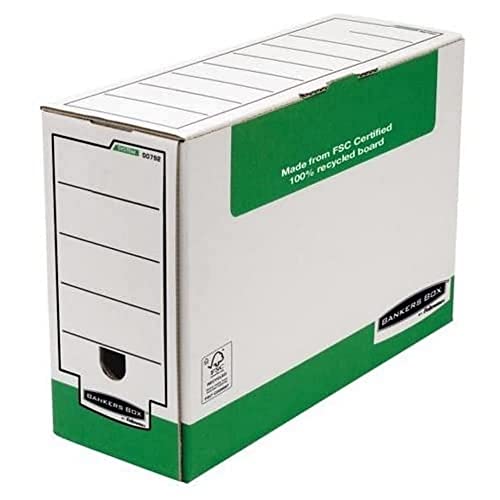 Bankers Box 120 mm Foolscap Transfer File - Green/White (Pack of 10)