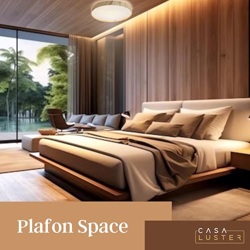 Plafon de Sobrepor LED Redondo Modelo Space Slin 18W 33cm Acabamento em Madeira Multicolor com 3 Tem