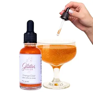 Glitter Faced Orange Edible Glitter For Drinks With 0-Calories, No Taste or Texture | 30ml Food-Grade, 30 Drinks, Luster Dust | Ideal for Beverages, Galentine’s, Parties & Events | Made in USA
