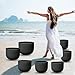 RYAN DVAN 7-12 Inch Set of 7 Pcs Black Color Quartz Crystal Singing Bowl Chakra Set with Free 2 pcs Carrying Case