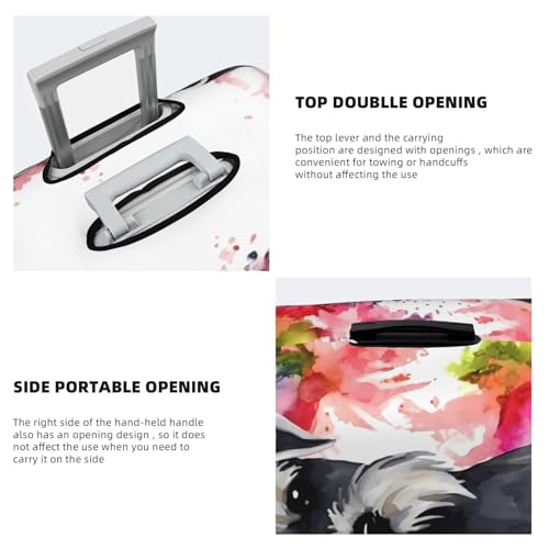 Schnauzer Luggage Cover Personalized Elastic Washable Suitcase Cover Luggage Protector Auti-Scratch Suitcase Case Protector Fits 18-32 Inch Luggage4