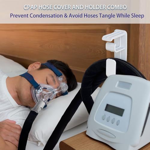 Image of 6.4ft CPAP Hose Cover + CPAP Hose Holder Hanger for Resmed AirSense 10 & 11 Tubing, CPAP Tube Cover to Reduce Condensation & Noise While Sleep, CPAP Tubing Hook for Bed to Avoid Hoses Tangle