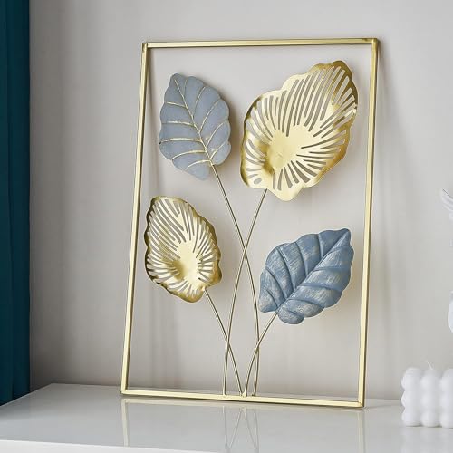 Image of SHREE 'O' GREEN TECH Gold Metal Wall Decor Leaf Wall Hanging Decoration, Metal Wall Art Home Decor for Living Room Office Bedroom Hotel (Design -5)