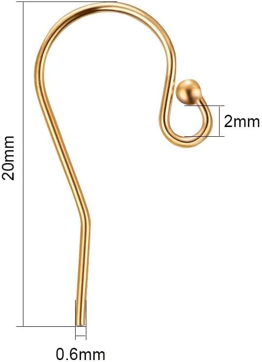 Regal Findings-5 Pairs 10 Pieces 14K Gold Filled Earring Fish Hook Ball End Earring Wires Dangle Earring Connector Findings for DIY Jewelry Making -Size 20x11.5mm image 4