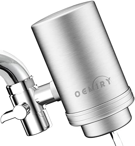 OEMIRY NSF/ANSI 42 Certified Faucet Water Filter, Stainless Steel Faucet Water Filter for Kitchen Sink, Reduces 99.99% Lead, Chlorine, Heavy Metals, Bad Taste & Odor (2 Filters Included)