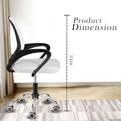 Image of Casa Copenhagen Mesh Mid Back Office /Study /Computer /Revolving /Desk Chair for Work from Home -Metal Base, Height Adjustable Seat- Snow White & Black Handle