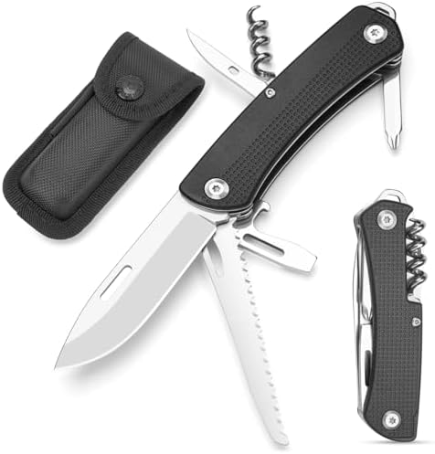 DRACHENADER 9-in-1 Multitool, Comes with Sheath, Saw Blade, Bottle Opener and Screwdriver, Gift for Men Him Dad Husband, Father's Day Gifts for Gardening Fishing Grafting Utility Crafting