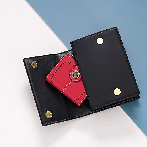 Image of SENDEFN Small Womens Wallet Leather Bifold Card Holder RFID Blocking with Zipper Coin Pocket