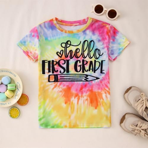 Image of MODNTOGA Kid Girl Boy First Day of School Shirt Back to School T-Shirt Hello Kindergarten 1st 2nd 3rd Grade Graphic Tee Tops