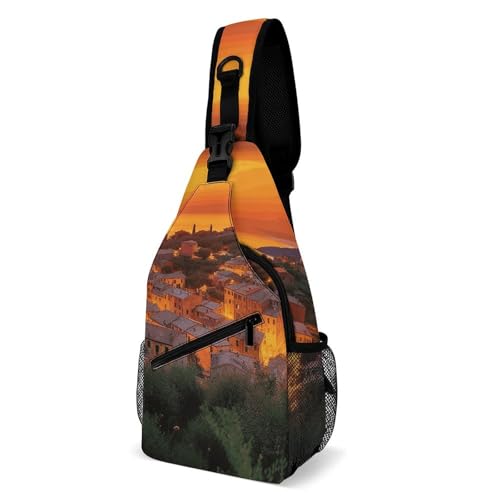 Sac à bandoulière coucher de soleil italien blanc pour homme et femme 20x10x38 cm