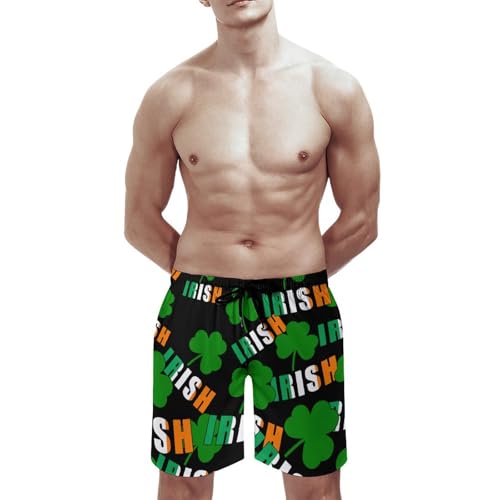Irish Ireland Shamrocks St Patricks Day Men's Swim Trunks Board Shorts Beachshorts Swimsuits with Pockets Mesh Liner3