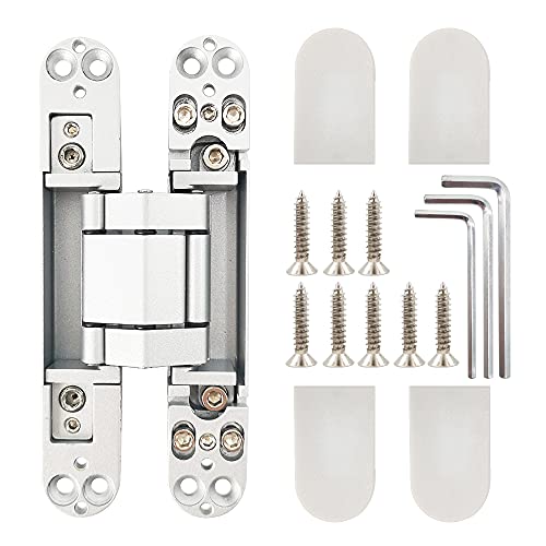 Alamic Concealed Door Hinges Heavy Duty Invisible Hidden Hinges 3-D Adjustable - 1 Pair #TOP5
