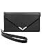 iPhone 8 Case, iPhone 7 Wallet Case, Crosspace Envelope Flip Handbag Shell Women Wallet PU Leather Slim Holster Magnetic Folio Cover with Card Holder Wrist Strap for Apple iPhone 8 iPhone 7 4.7"-Black