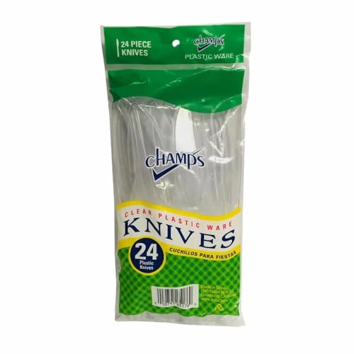 CHAMPS Heavy Duty Plastic Knives – 960 Count, Durable Disposable Cutlery for Parties, Picnics, and Events