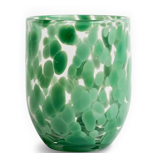 ByON Bicchiere Messy in vetro con pois verdi dimensioni: 10 x 8 cm 5263927812 verde