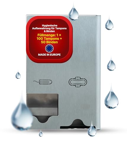 Hygiene365® Dispensador de tampones y compresas Duo & Trio – Almacenamiento perfecto para tampones y encuadernaciones para oficina, gastronomía y aseo, elegante e higiénico, fabricado en Europa (acero