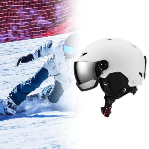 Casco de esquí resistente al viento con orejeras acolchadas blancas XL 6
