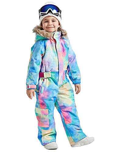Image of Kids Girls Boys Waterproof Colorful One Piece Snowsuits Coveralls Ski Suits Jackets Winter Jumpsuits