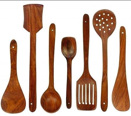 Any Creation Wooden Non-Stick Mixing and Turning Handmade Wooden Heat Resistant Kitchen Utensils Spoon Set Ideal for Serving and Cooking Food Items (Set of 7, Brown) (B0DCZDSKG5) Amazon Price History, Amazon Price Tracker