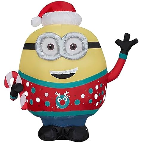 3.5' Gemmy Airblown Minions Otto w/Ugly Christmas Sweater Yard Decoration 117231 Cover
