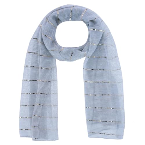 CTM Women's Sheer Sparkling Metallic Stripe Lightweight Scarf