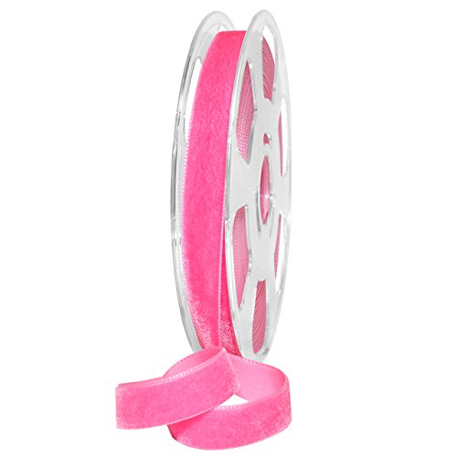Morex Ribbon Nylvalour Velvet Ribbon, Nylon, 5/8 inch by 11 Yards, Shocking Pink, Item 01215/10-421, 5/8" by 11 yd