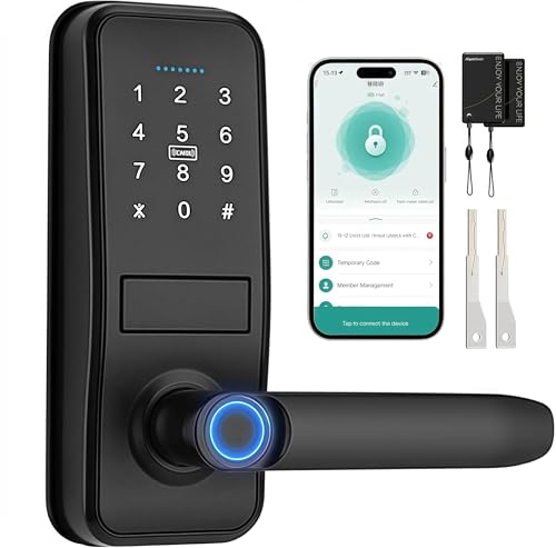 TEKXDD Cerradura Inteligente WIFI - 7 en 1 Cerradura Electronica,Tuya App, IC Card, NFC, Huellas Dactilares, Contraseña Digital, Llave Mecánica,Biometric Smart Door Lock, Bloqueo Automático