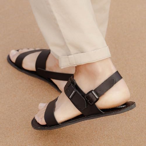 GROUNDIES Kos Men’s Barefoot Sandals – Wide Toe Box, Zero-Drop Leather Design, Flexible Outsole4
