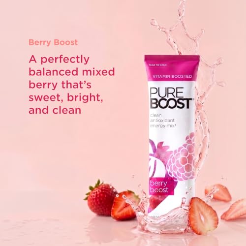 Image of Pureboost Sugar-Free Clean Energy Booster, Berry Boost 10 Count, Refreshing Energy Drink Mix with B12 Vitamins, Electrolytes, Antioxidants, No Sucralose