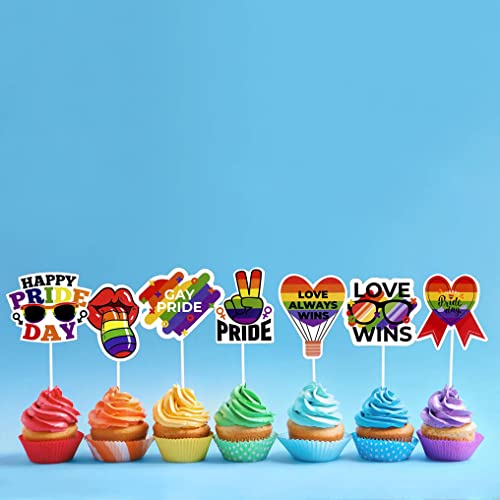 Pride Cupcake Toppers Rainbow Cake Toppers Cake Decoration Toothpick Sticks For Rainbow Theme Party Birthday Party Supplies Pride Month Cake Toppers Pride Gift Party Sets-24Pcs #TOP5