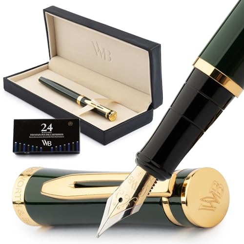 Amazon | Wordsworth & Black 万年筆セット、18K金メッキ細ペン先、24