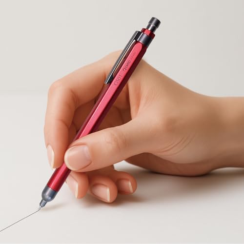 Image of OHTO GS01 Red Quick Dry Roller Gel Pen 0.5mm Needle Point Tip | Premium Aluminum Body, Refillable Black Ink Pen for Office, Journaling, Writing & Gifts | AP- Certified Japan