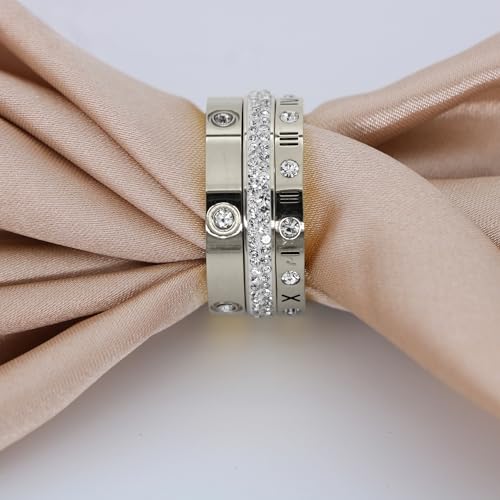 Jarlinwel Love Friendship Ring Cubic Zirconia Gold Ring Sets For Women Stainless Steel Stacking Ring Best Gifts Couples Valentine'S Day thumb #1