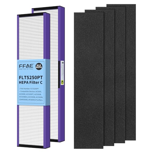 Image of FLT5250PT Filter-C Replacement Filter Compatible with GermGuardian AC5250PT, AC5000E, AC5000, AC5350B, AC5350W, AC5350BCA, AC5300B Air Purifier, 2 Pack Pet Care HEPA + 4 Pre-Filters