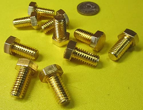 Brass Hex Head Bolts FT 3/8"-16 Thread x .750" Long 10 pcs