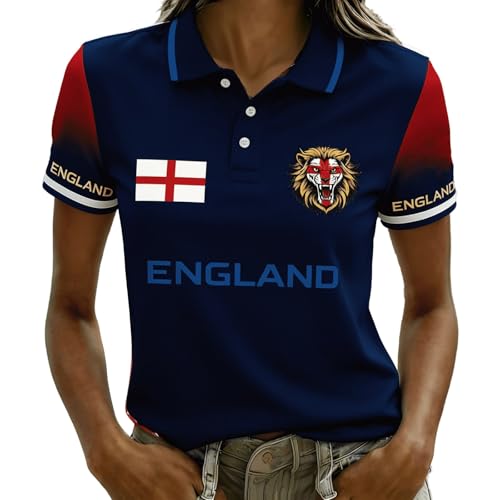Camisetas Mujer,Camiseta Manga Corta Estampada Selección Inglaterra Mujer Casual Cuello Parte Superior