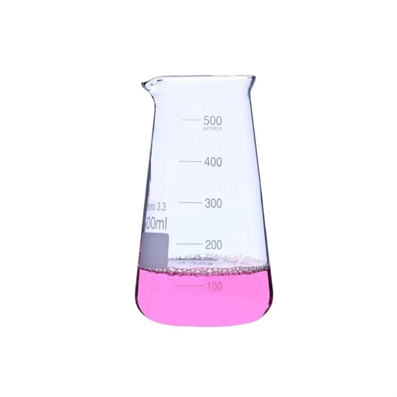Borosilikat-Messkolben, 125 250 500 ml konischer dreieckiger Glasbecher mit Waage(1 Set for All 3pcs)