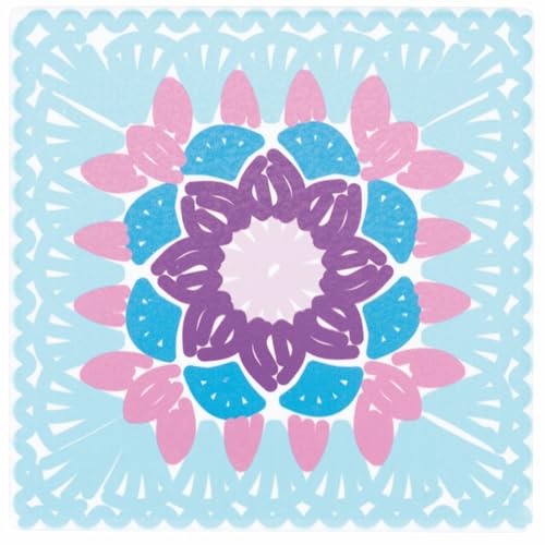 Villa d’Este Home Tivoli Set mit 6 dekorativen Keramikfliesen, Korkboden, 11 x 11 cm, Häkelmuster