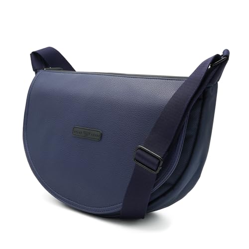 The Lowkey Crossbody Bag Unisex Carbon Lined Lightweight Water Resistant Sling with Wide Shoulder Strap for Men & Women. Hidden Pocket, Travel, Fashion, Leather & Polyester in Blue & Everyday Use2