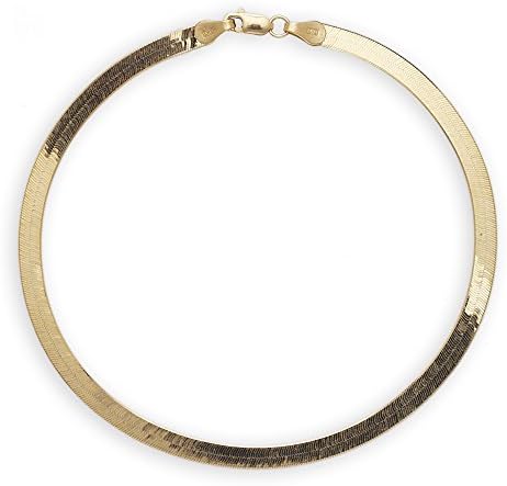 Floreo 10k Yellow Gold 4mm Super Flexible Silky Herringbone Chain Bracelet, 7"