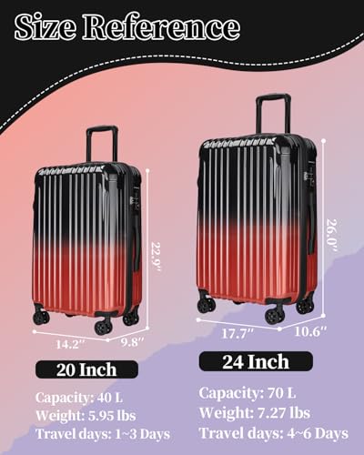Image of Checked Luggage, 24 Inch Hardside Suitcase, Lightweight Hardshell with TSA Lock, Large Suitcase with Spinner Wheels