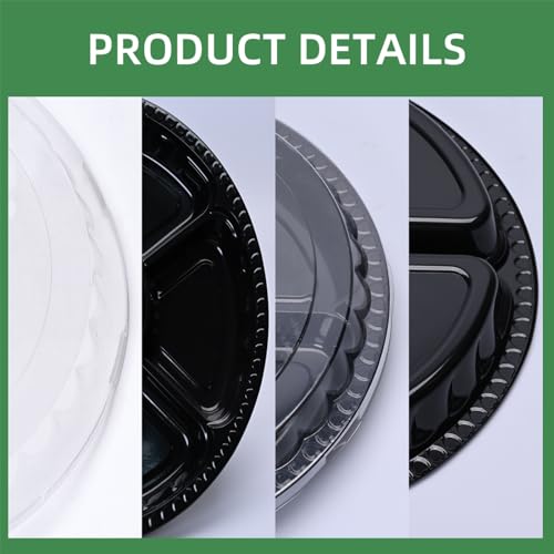 Ruizhihu DAIGAITUOPAN 10 Pcs Plastic Appetizer Serving Tray With Lid Round 12.5 Inch Tray With Lid Disposable Serving Fruit Veggie Tray thumb #3