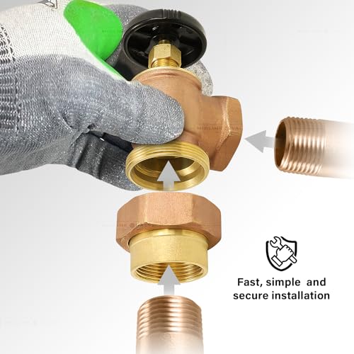 Image of Midline Valve 6I352 Steam Radiator Converter Valve; Air Vent Temperature Control; 1 in. Fem Union x FIP; Brass
