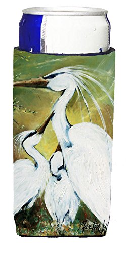 Caroline's TreasuresBlessing at Feeding Time Egret Family Ultra Beverage Insulators for slim cans