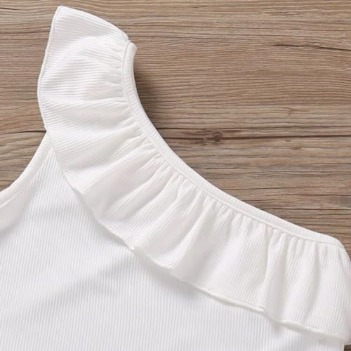 Little Girls Crop Tank Tops Toddler Kids Summer Ruffle One Shoulder Cropped Vest Ribbed Camisole Fashion Dancewear4