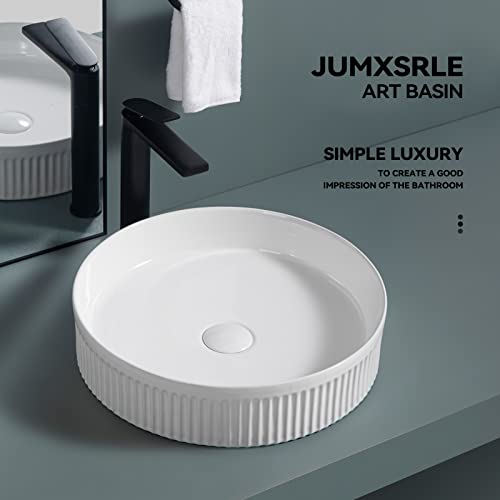 Jumxsrle Bathroom Sink 16Inches Round Porcelain Vessel Sink Above Counter White Countertop Bathroom Sink Countertop Art Basin Ceramic Product For Toilet Cabinet Contemporary Style Art Basin (E-465) #TOP2