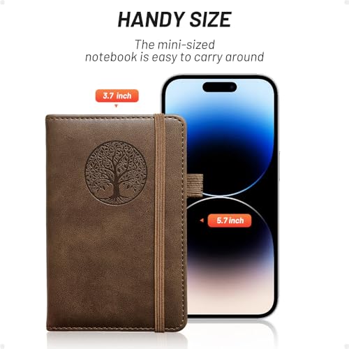 Image of Small Pocket Notebook, Leather Journal Mini (Purple)