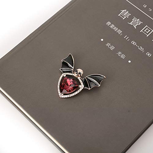 Skull Enamel Pins,Gothic Batwing Rhinestone Crystal Brooch Pins for Women Girls3